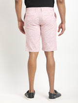 Men's Pink Casual Slim Fit Printed Shorts