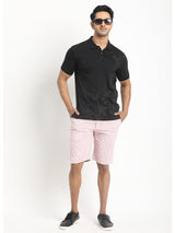 Men's Pink Casual Slim Fit Printed Shorts