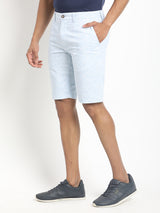 Men's Blue Casual Slim Fit Printed Shorts