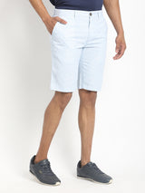 Men's Blue Casual Slim Fit Printed Shorts