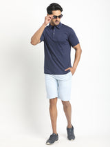 Men's Blue Casual Slim Fit Printed Shorts