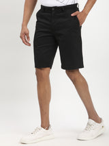 Men's Black Casual Regular Fit Solid Shorts