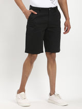 Men's Black Casual Regular Fit Solid Shorts
