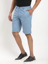Men's Blue Casual Regular Fit Solid Shorts