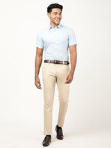 Men's Beige Formal Slim Fit Solid Trouser