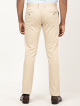 Men's Beige Formal Slim Fit Solid Trouser