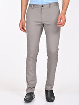 Men's Grey Formal Slim Fit Solid Trouser