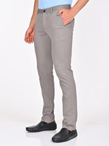 Men's Grey Formal Slim Fit Solid Trouser
