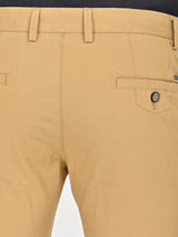 Men's Beige Formal Slim Fit Solid Trouser