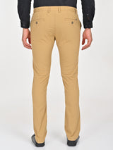 Men's Beige Formal Slim Fit Solid Trouser