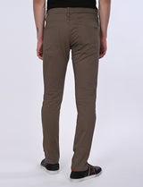 Men's Brown Casual Slim Fit Solid Trouser