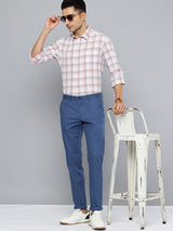 Men's Blue Casual Slim Fit Solid Trouser