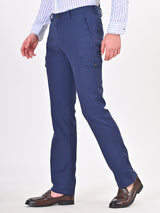 Men's Navy Formal Regular Fit Solid Trouser
