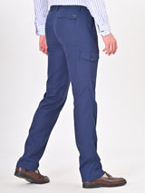 Men's Navy Formal Regular Fit Solid Trouser