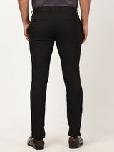 Men's Black Fomal Tapered Fit Solid Trouser