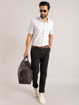 Men's Black Casual Slim Fit Solid Trouser