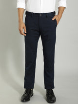 Men's Navy Formal Slim Fit Solid Trouser