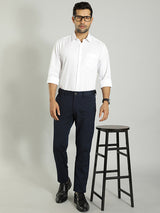 Men's Navy Formal Slim Fit Solid Trouser