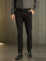 Men's Black Formal Slim Fit Solid Trouser