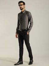 Men's Black Formal Slim Fit Solid Trouser