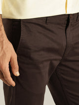 Men's Brown Casual Slim Fit Solid Trouser