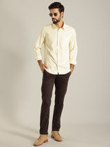 Men's Brown Casual Slim Fit Solid Trouser