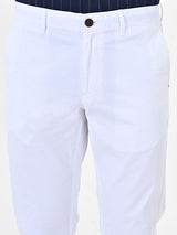 Men's White Casual Slim Fit Solid Trouser