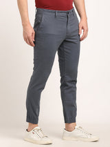 Men's Grey Casual Tapered Fit Solid Trouser