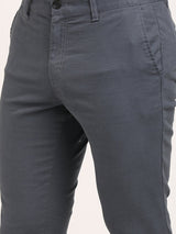 Men's Grey Casual Tapered Fit Solid Trouser