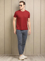 Men's Grey Casual Tapered Fit Solid Trouser
