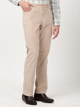 Men's Beige Casual Regular Fit Solid Trouser