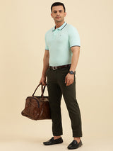 Men's Blue Casual Regular Fit Solid Half Sleeves Polo Tshirt