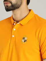 Men's Orange Casual Regular Fit Solid Half Sleeves Polo Tshirt