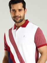 Men's Red Casual Regular Fit Printed Half Sleeves Polo Tshirt