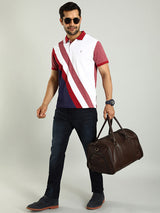 Men's Red Casual Regular Fit Printed Half Sleeves Polo Tshirt