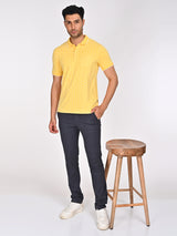 Men's Yellow Casual Regular Fit Printed Half Sleeves Polo Tshirt