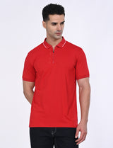 Men's Red Casual Regular Fit Solid Half Sleeves Polo Tshirt