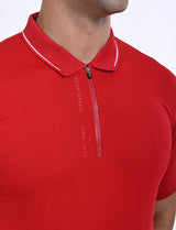 Men's Red Casual Regular Fit Solid Half Sleeves Polo Tshirt