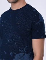 Men's Navy Casual Regular Fit Printed Half Sleeves Tshirt