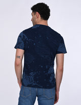 Men's Navy Casual Regular Fit Printed Half Sleeves Tshirt
