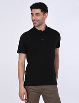 Men's Black Casual Regular Fit Solid Half Sleeves Polo Tshirt
