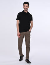 Men's Black Casual Regular Fit Solid Half Sleeves Polo Tshirt