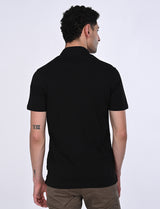 Men's Black Casual Regular Fit Solid Half Sleeves Polo Tshirt