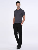 Men's Grey Casual Regular Fit Printed Half Sleeves Polo Tshirt