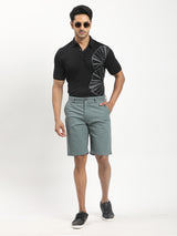 Men's Black Casual Regular Fit Printed Half Sleeves Polo Tshirt