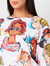 Women's Multicolor Casual Printed Three Quarter Sleeves Top