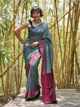 Women's Blue Slub Saree