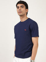Men's Blue Casual Regular Fit Solid Half Sleeves Tshirt