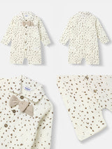 Boys White Casual Printed Romper