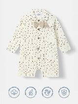 Boys White Casual Printed Romper